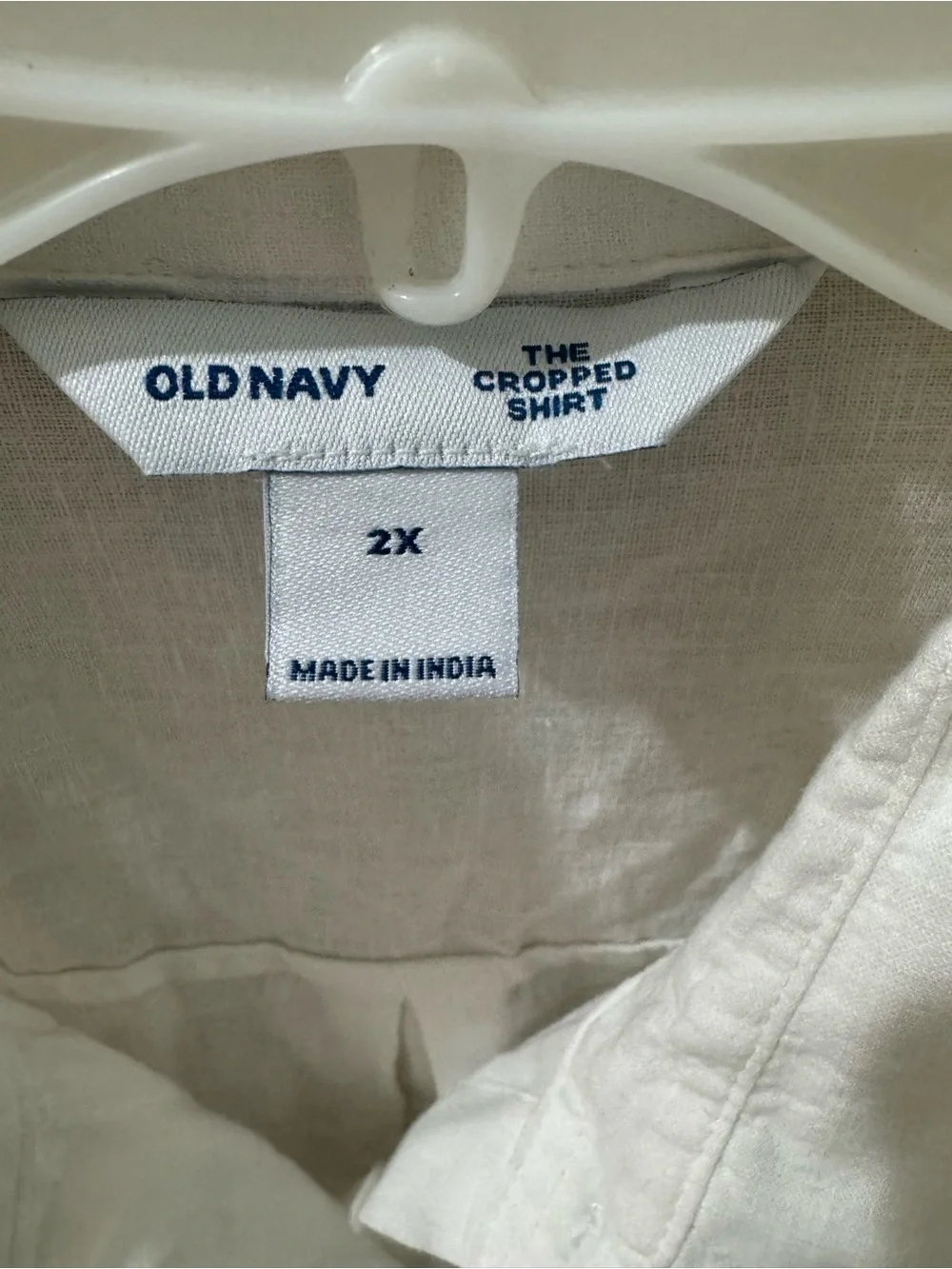 NWT Old Navy women’s White Linen blend Button-Up cropped Shirt - Picture 2 of 5